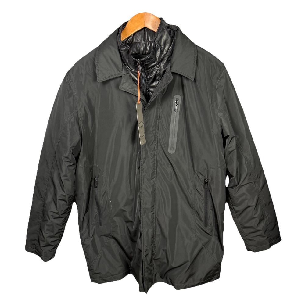 T-Tech by Tumi Mens Insulated Puffer Jacket Zip Snap Black Outdoor M Gorpcore